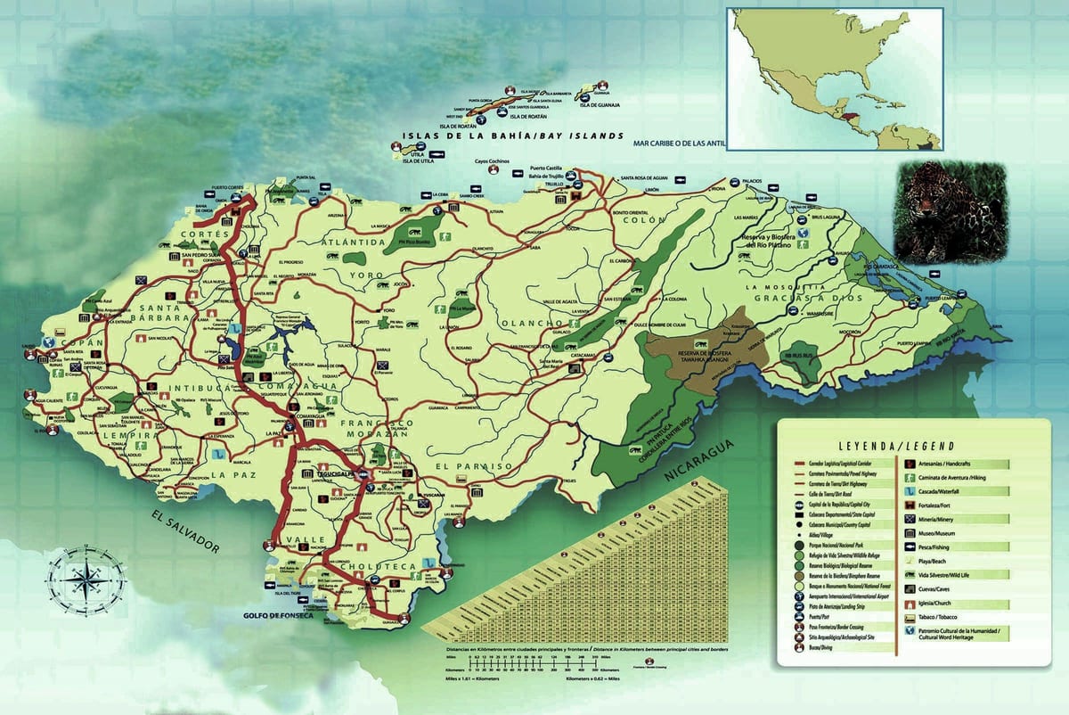 карта Гандураса геаграфіі