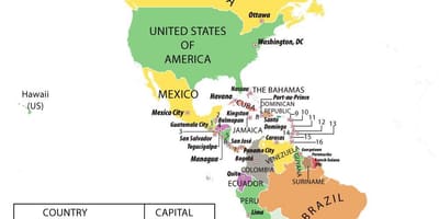 Карта Гандурас Паўднёвая Амерыка