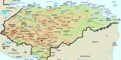 Карта Гандураса і суседніх краін