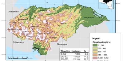 Карта Гандураса вышыні