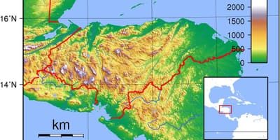Карта Гандураса тапаграфічная